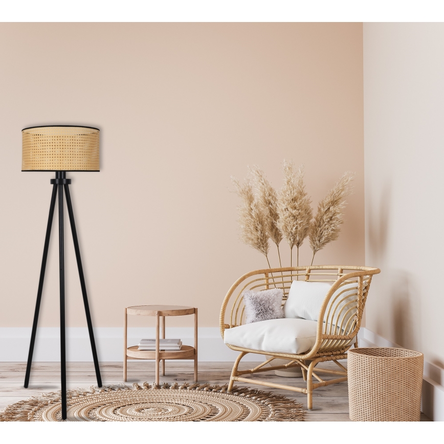 Duolla - Grīdas stāvlampa ROLLER 1xE27/15W/230V d. 45 cm rotanga/melna