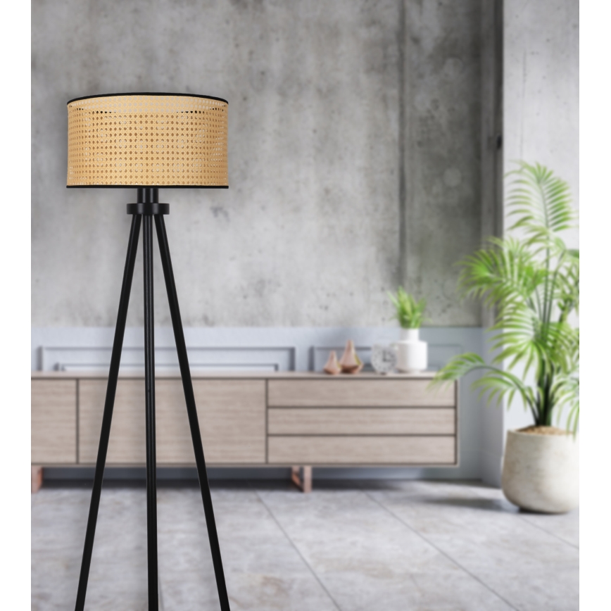 Duolla - Grīdas stāvlampa ROLLER 1xE27/15W/230V d. 45 cm rotanga/melna
