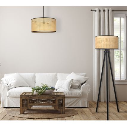 Duolla - Grīdas stāvlampa ROLLER 1xE27/15W/230V d. 45 cm rotanga/melna
