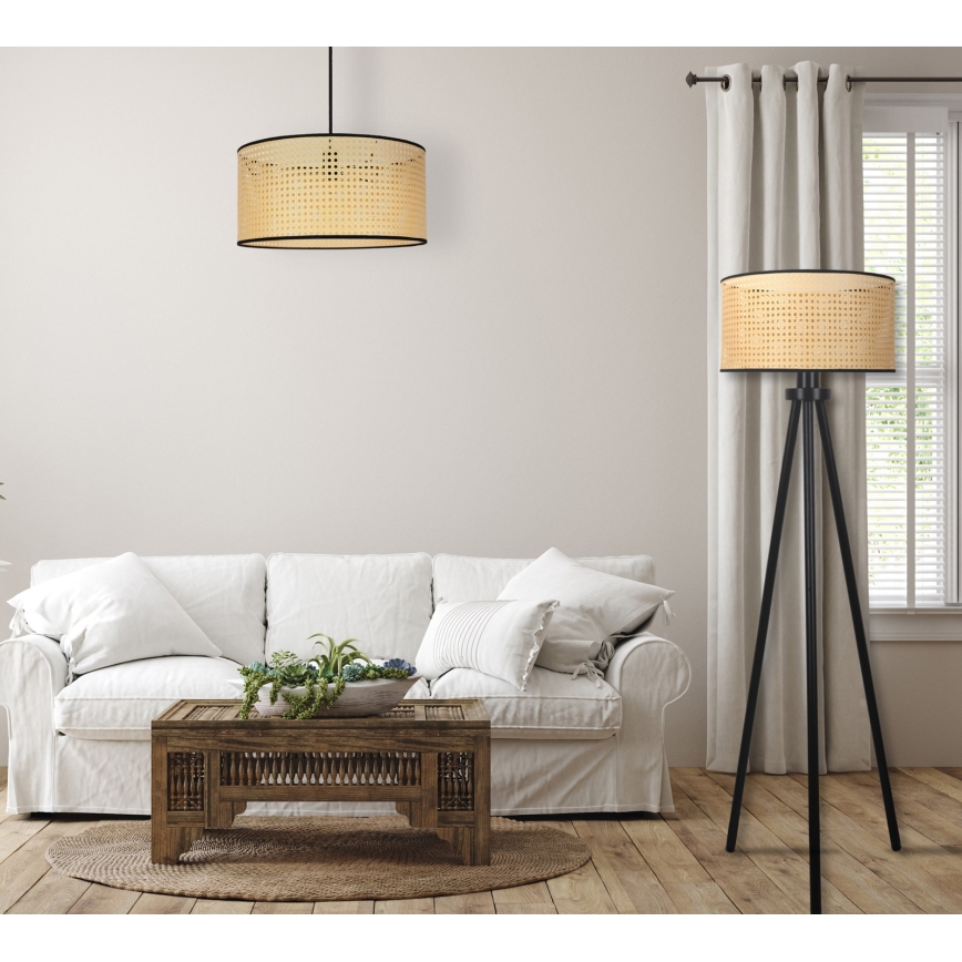 Duolla - Grīdas stāvlampa ROLLER 1xE27/15W/230V d. 45 cm rotanga/melna