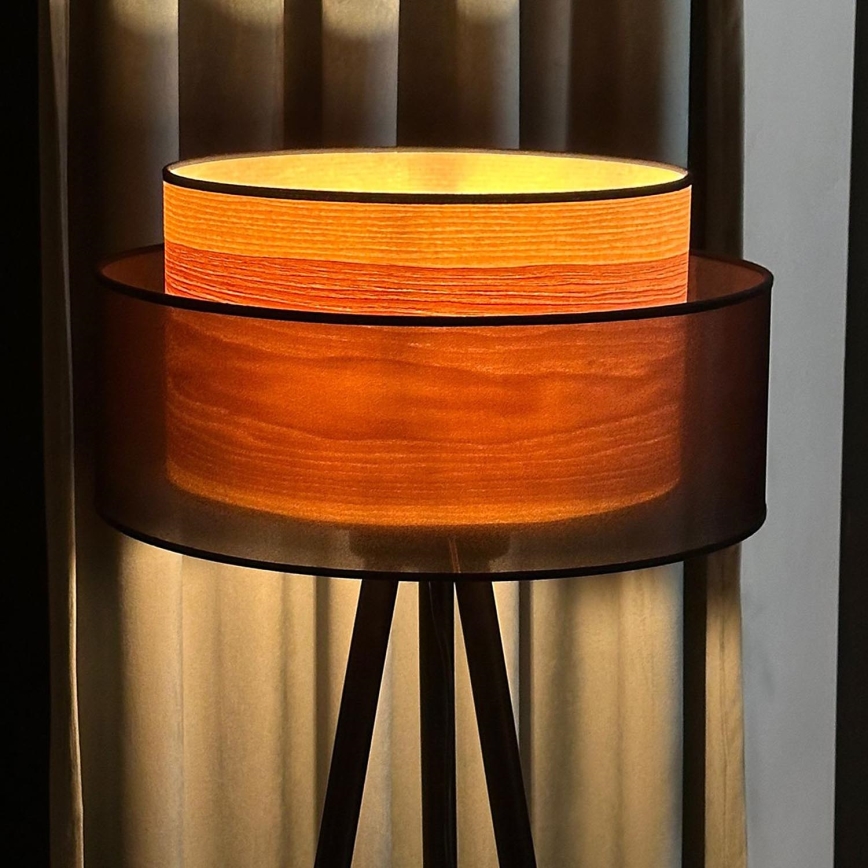 Duolla - Grīdas stāvlampa WOOD BOHO 1xE27/15W/230V d. 45 cm melna/bēša