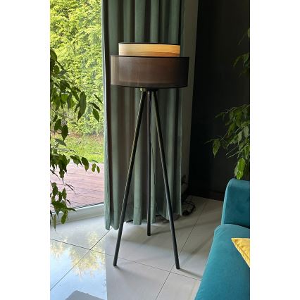 Duolla - Grīdas stāvlampa WOOD BOHO 1xE27/15W/230V d. 45 cm melna/bēša