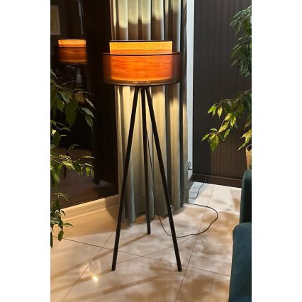 Duolla - Grīdas stāvlampa WOOD BOHO 1xE27/15W/230V d. 45 cm melna/bēša