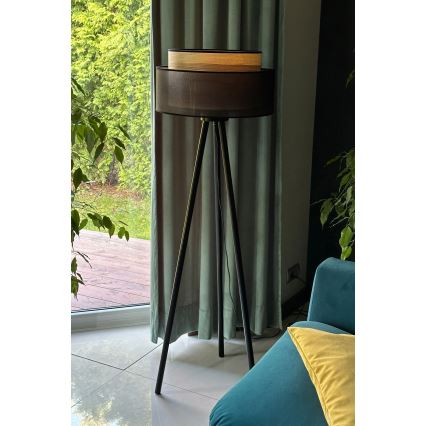 Duolla - Grīdas stāvlampa WOOD BOHO 1xE27/15W/230V d. 45 cm melna/bēša