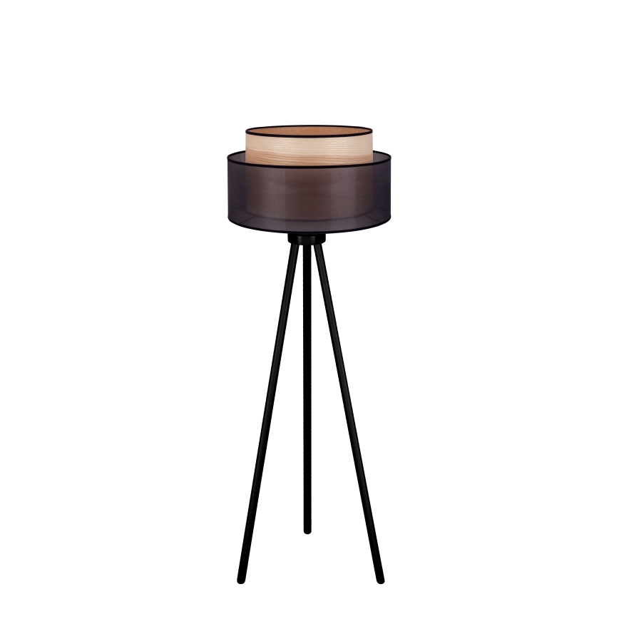 Duolla - Grīdas stāvlampa WOOD BOHO 1xE27/15W/230V d. 45 cm melna/bēša