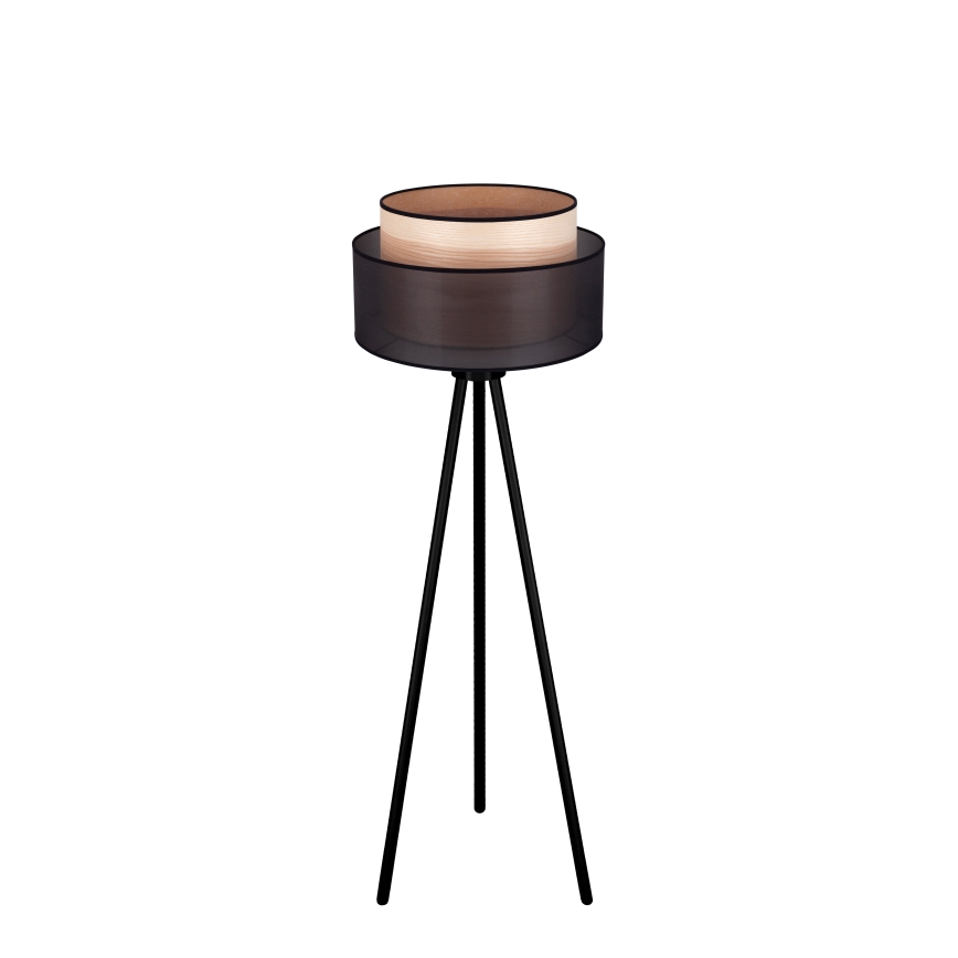 Duolla - Grīdas stāvlampa WOOD BOHO 1xE27/15W/230V d. 45 cm melna/bēša