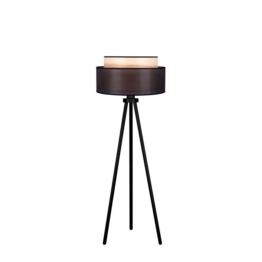 Duolla - Grīdas stāvlampa WOOD BOHO 1xE27/15W/230V d. 45 cm melna/bēša