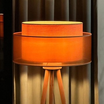 Duolla - Grīdas stāvlampa WOOD BOHO 1xE27/15W/230V d. 45 cm varš/brūna/bēša