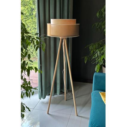 Duolla - Grīdas stāvlampa WOOD BOHO 1xE27/15W/230V d. 45 cm varš/brūna/bēša