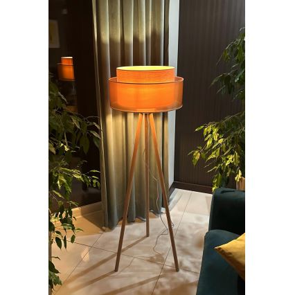 Duolla - Grīdas stāvlampa WOOD BOHO 1xE27/15W/230V d. 45 cm varš/brūna/bēša