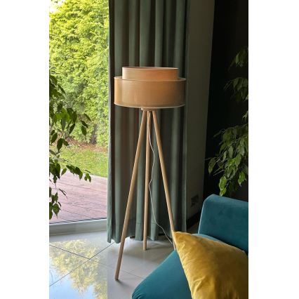 Duolla - Grīdas stāvlampa WOOD BOHO 1xE27/15W/230V d. 45 cm varš/brūna/bēša
