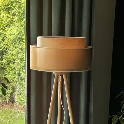 Duolla - Grīdas stāvlampa WOOD BOHO 1xE27/15W/230V d. 45 cm varš/brūna/bēša