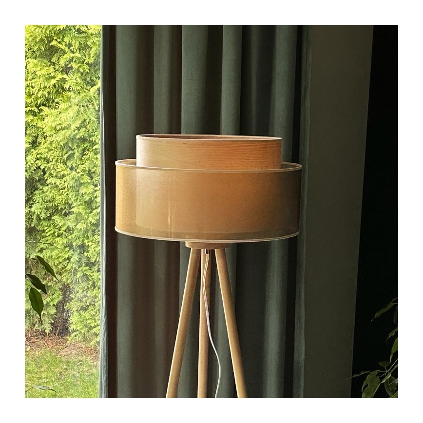 Duolla - Grīdas stāvlampa WOOD BOHO 1xE27/15W/230V d. 45 cm varš/brūna/bēša