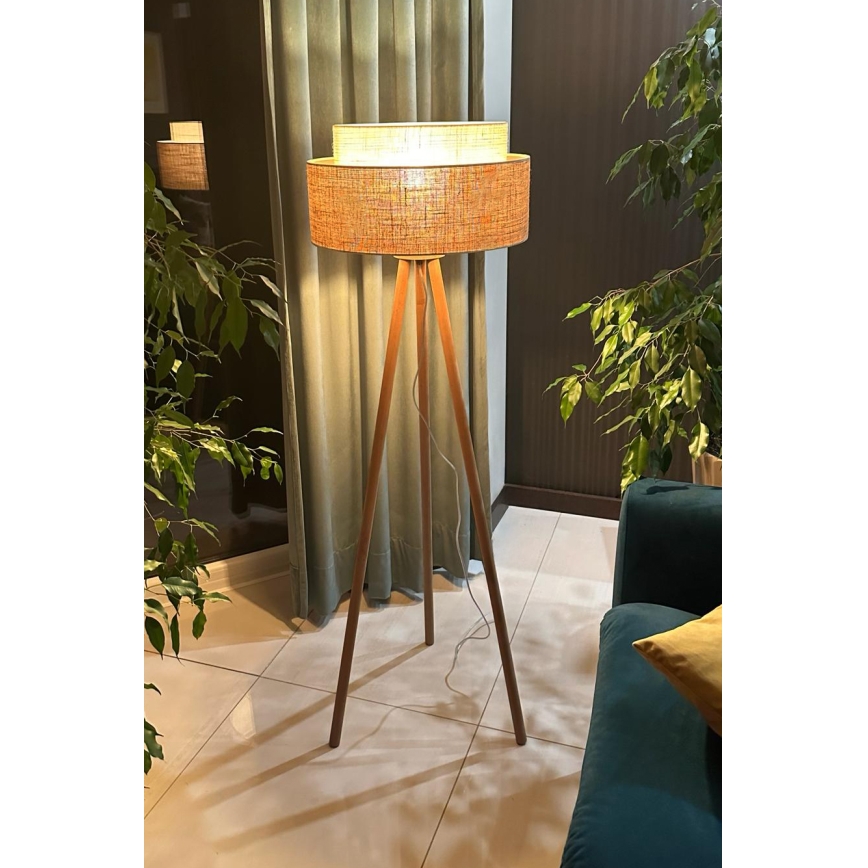 Duolla - Grīdas stāvlampa YUTE BOHO 1xE27/15W/230V d. 45 cm brūna/krēmkrāsa