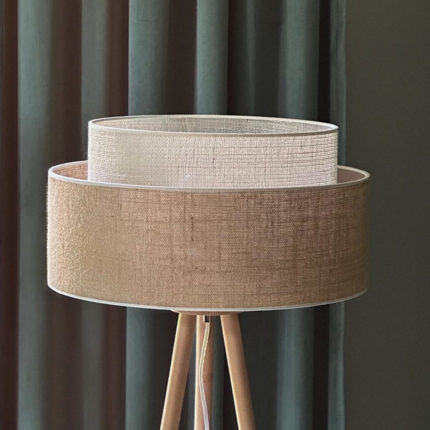 Duolla - Grīdas stāvlampa YUTE BOHO 1xE27/15W/230V d. 45 cm brūna/krēmkrāsa