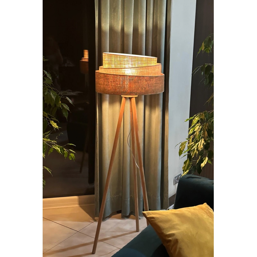 Duolla - Grīdas stāvlampa YUTE TRIO 1xE27/15W/230V d. 45 cm brūna/pelēka/bēša