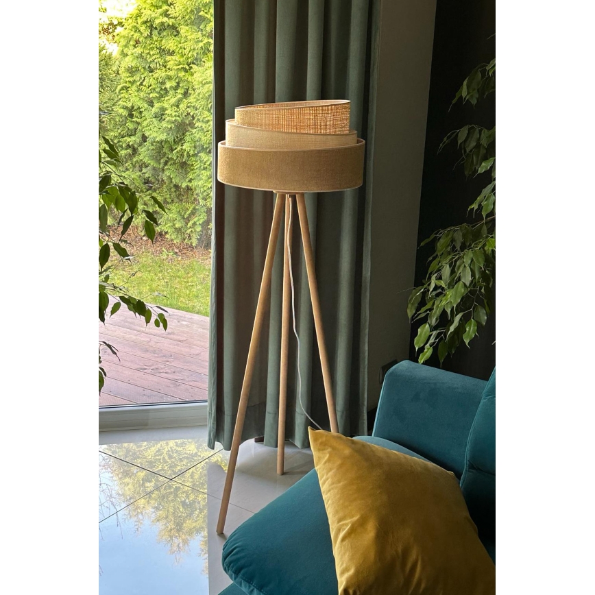 Duolla - Grīdas stāvlampa YUTE TRIO 1xE27/15W/230V d. 45 cm brūna/pelēka/bēša