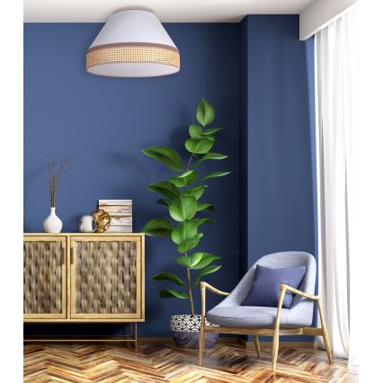 Duolla - Griestu lampa AVIGNON 1xE27/15W/230V d. 50 cm balta/rotanga