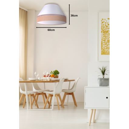 Duolla - Griestu lampa AVIGNON 3xE27/15W/230V d. 60 cm balta/brūna