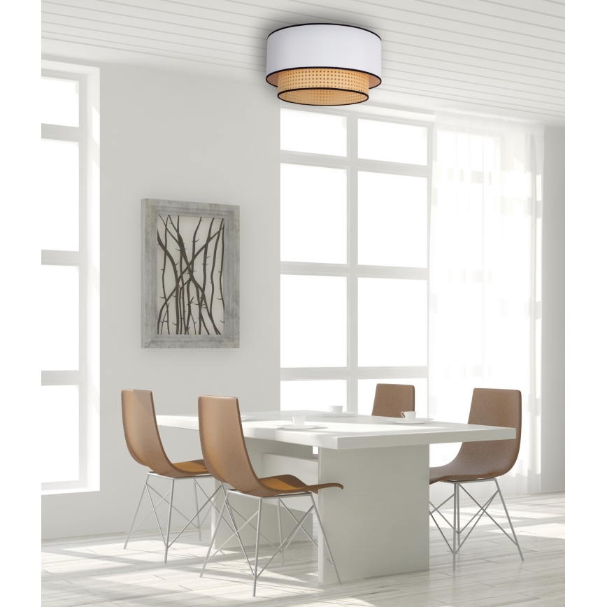 Duolla - Griestu lampa BOHO 1xE27/15W/230V d. 45 cm balta/rotanga