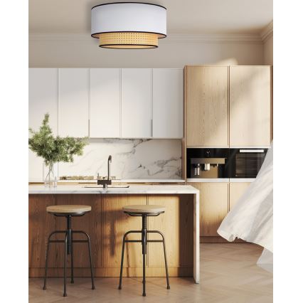 Duolla - Griestu lampa BOHO 1xE27/15W/230V d. 45 cm balta/rotanga