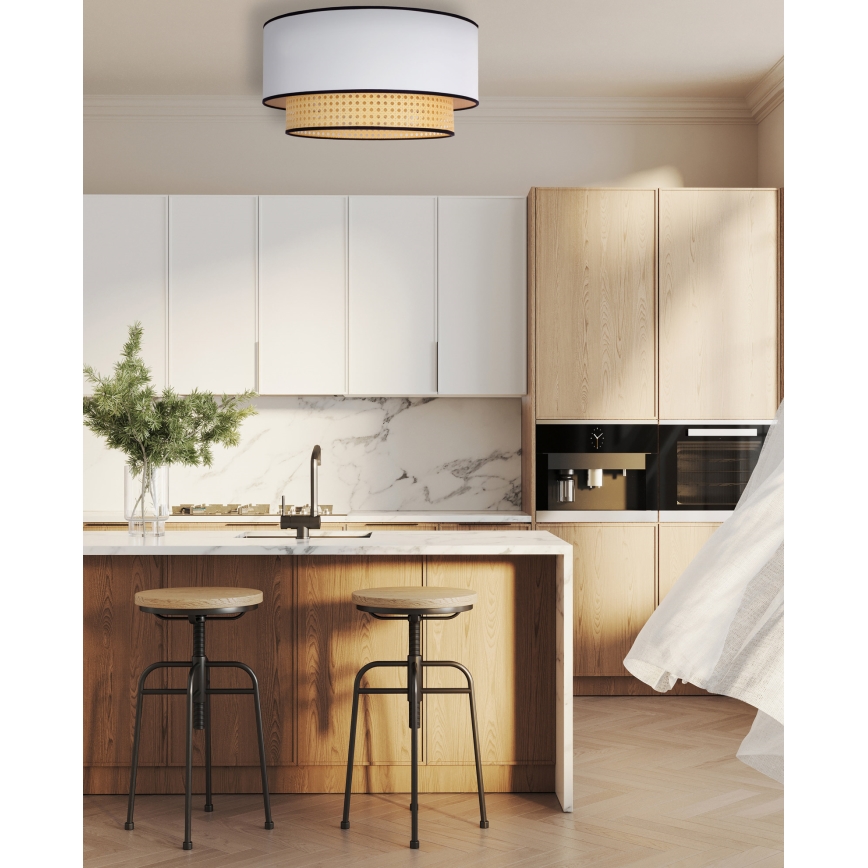 Duolla - Griestu lampa BOHO 1xE27/15W/230V d. 45 cm balta/rotanga