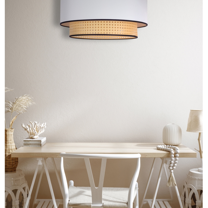 Duolla - Griestu lampa BOHO 1xE27/15W/230V d. 45 cm balta/rotanga