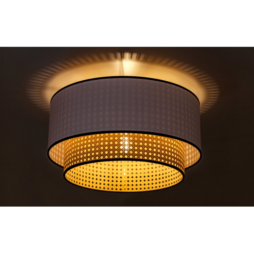 Duolla - Griestu lampa BOHO 1xE27/15W/230V d. 45 cm balta/rotanga