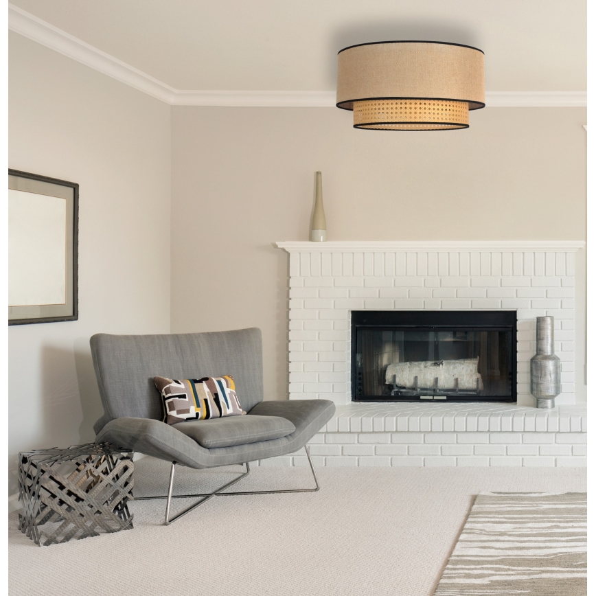 Duolla - Griestu lampa BOHO 1xE27/15W/230V d. 45 cm bēša/rotanga