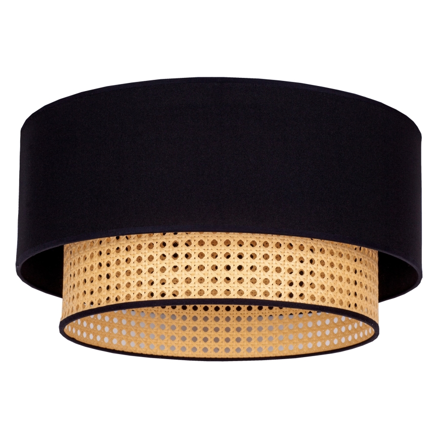 Duolla - Griestu lampa BOHO 1xE27/15W/230V d. 45 cm melna/rotanga
