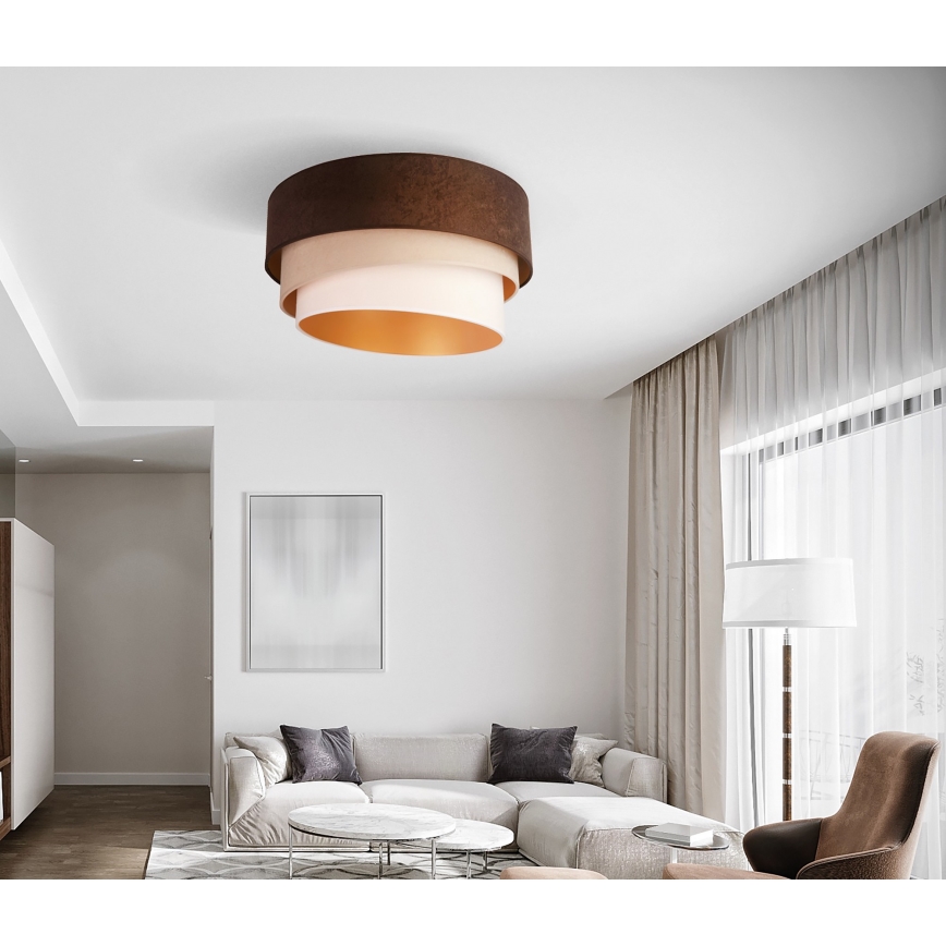 Duolla - Griestu lampa DEVON 1xE27/40W/230V d. 45 cm brūna/bēša