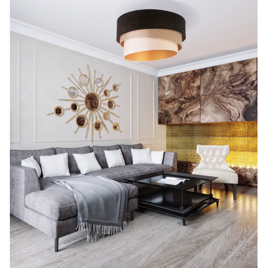 Duolla - Griestu lampa DEVON 1xE27/40W/230V d. 45 cm melna/bēša