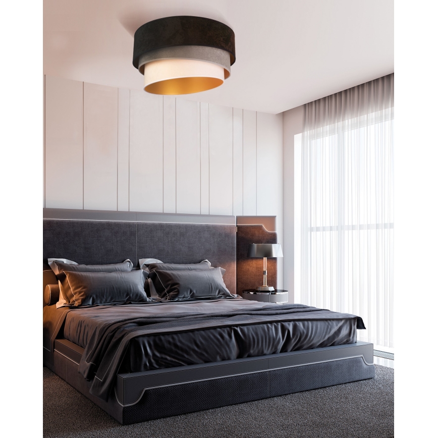 Duolla - Griestu lampa DEVON 1xE27/40W/230V d. 45 cm melna/pelēka/bēša