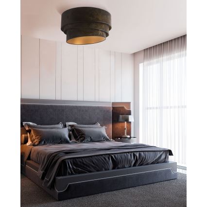 Duolla - Griestu lampa DEVON 1xE27/40W/230V d. 45 cm melna/zelta