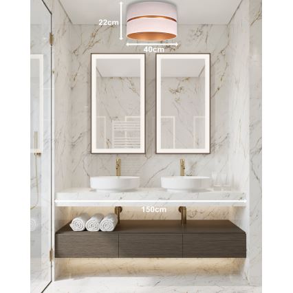 Duolla - Griestu lampa DUO 1xE27/15W/230V d. 40 cm bēša/zelta