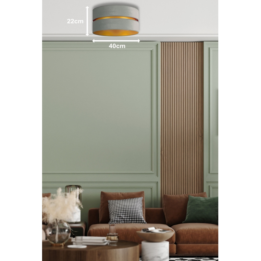 Duolla - Griestu lampa DUO 1xE27/15W/230V d. 40 cm gaiši zaļa/zelta
