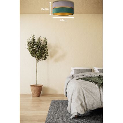 Duolla - Griestu lampa DUO 1xE27/15W/230V d. 40 cm pelēka/zaļa/zelta