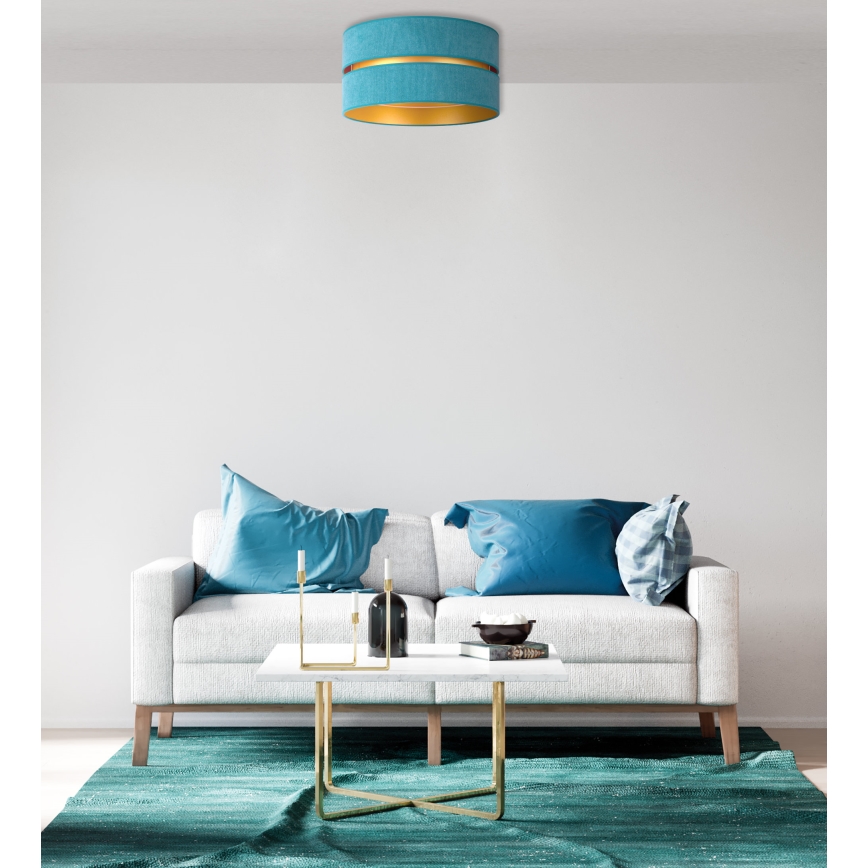 Duolla - Griestu lampa DUO 1xE27/40W/230V d. 40 cm tirkīza/zelta