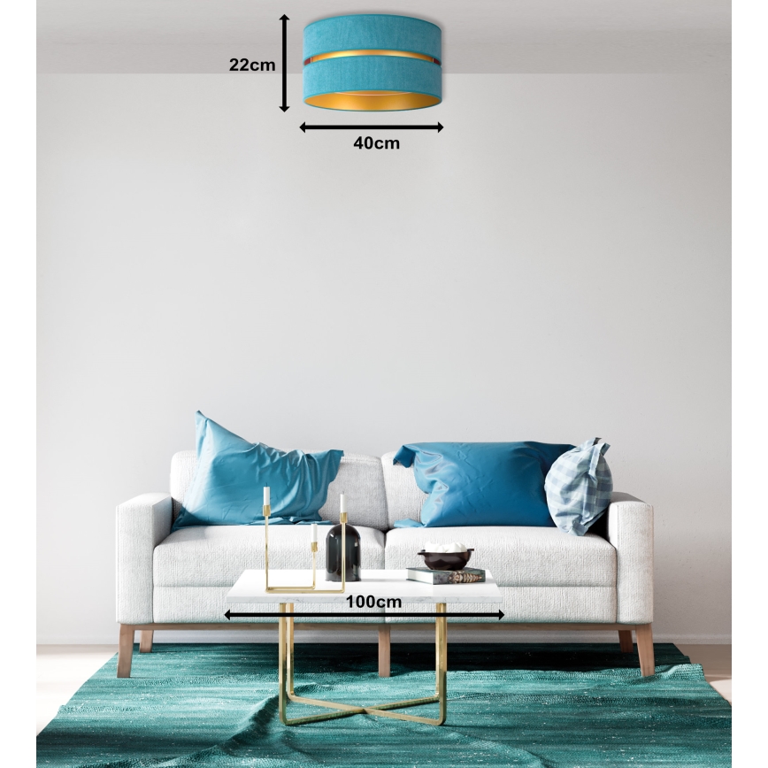 Duolla - Griestu lampa DUO 1xE27/40W/230V d. 40 cm tirkīza/zelta