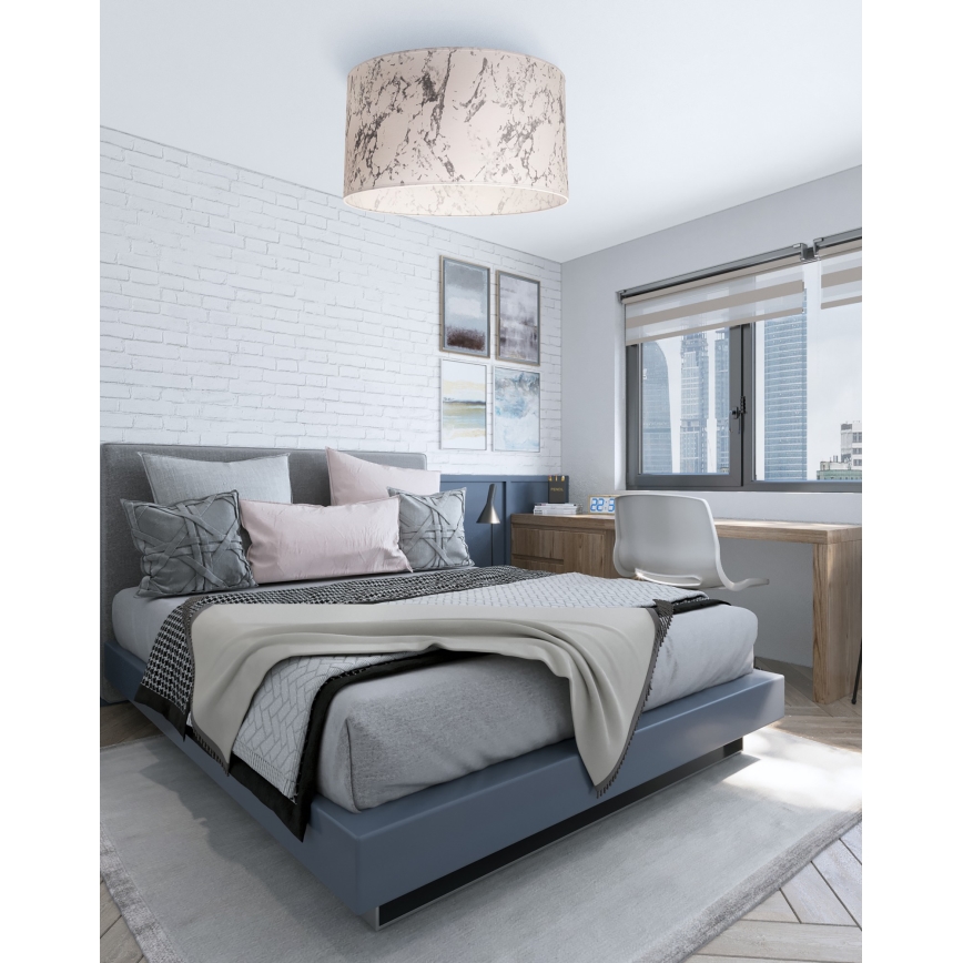 Duolla - Griestu lampa MARBLE 1xE27/40W/230V d. 45 cm balta/pelēka