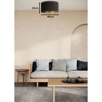 Duolla - Griestu lampa ROLLER 1xE27/15W/230V d. 40 cm melna/zelta