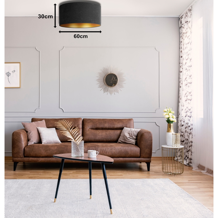 Duolla - Griestu lampa ROLLER 3xE27/15W/230V d. 60 cm melna/zelta
