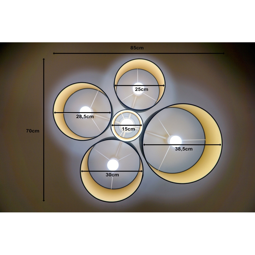 Duolla - Griestu lampa ROLLER PENTO 5xE27/60W/230V antracīta