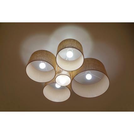 Duolla - Griestu lampa ROLLER PENTO 5xE27/60W/230V bēša