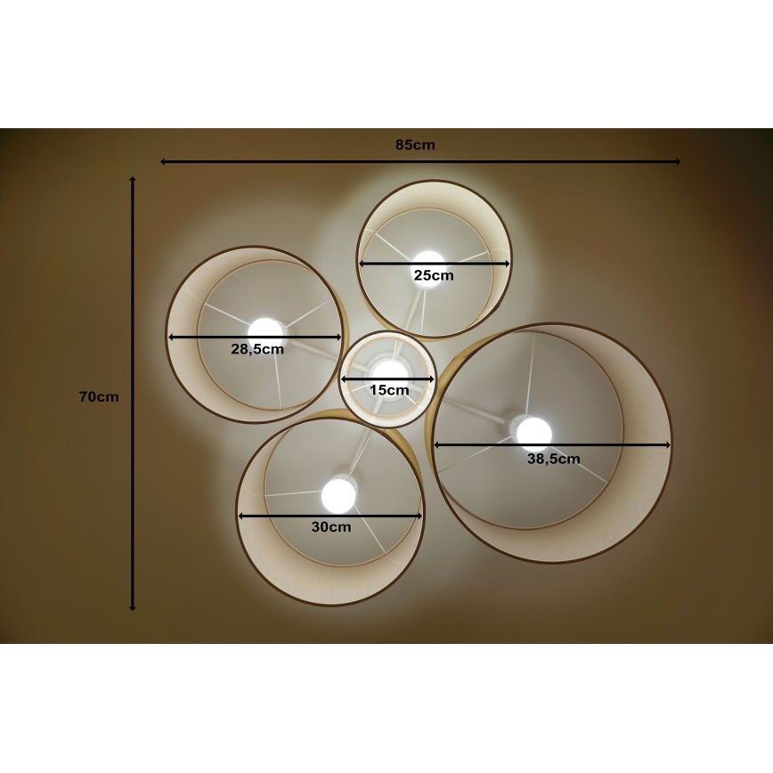 Duolla - Griestu lampa ROLLER PENTO 5xE27/60W/230V bēša