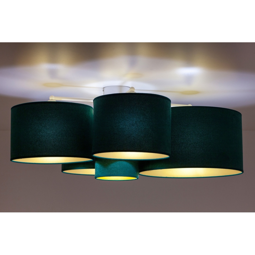 Duolla - Griestu lampa ROLLER PENTO 5xE27/60W/230V zaļa/zelta