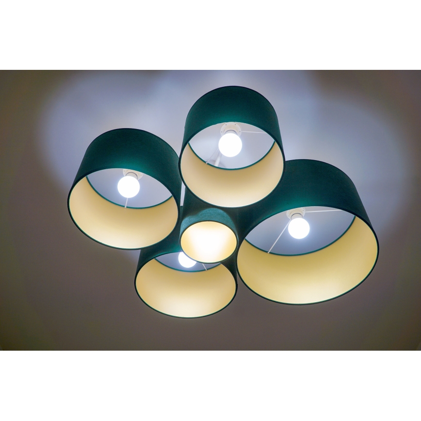 Duolla - Griestu lampa ROLLER PENTO 5xE27/60W/230V zaļa/zelta