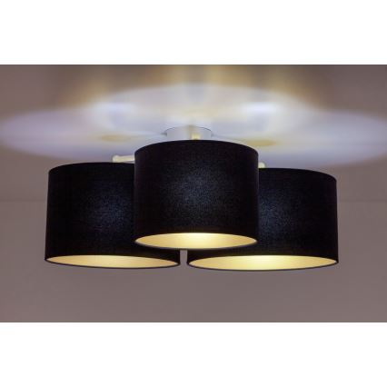 Duolla - Griestu lampa ROLLER TRIO 3xE27/60W/230V melna/zelta