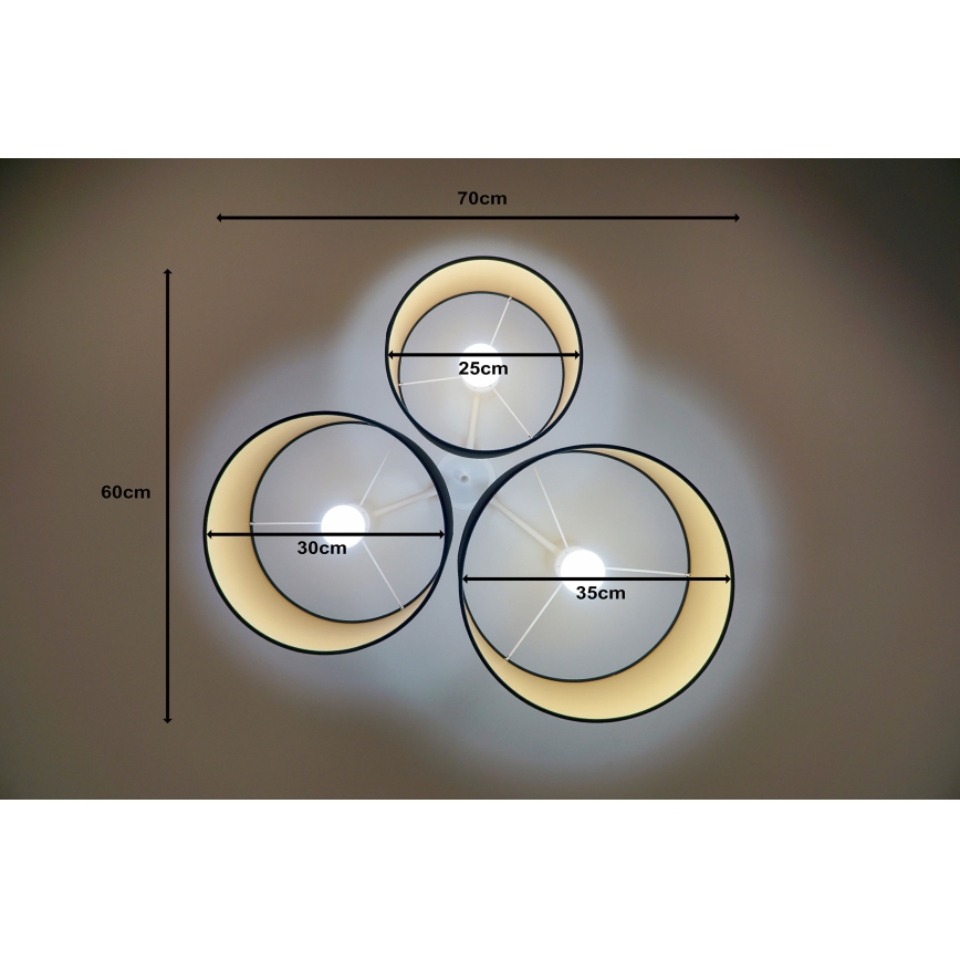 Duolla - Griestu lampa ROLLER TRIO 3xE27/60W/230V melna/zelta
