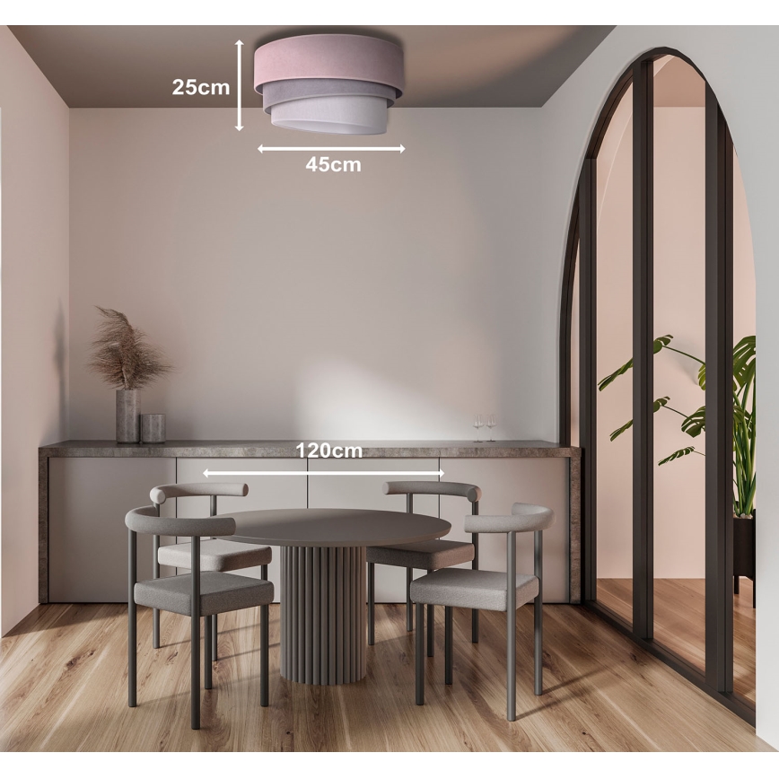 Duolla - Griestu lampa TRIO 1xE27/15W/230V d. 45 cm rozā/pelēka/balta